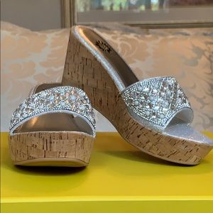Yellow Box Silver Sequin Mules